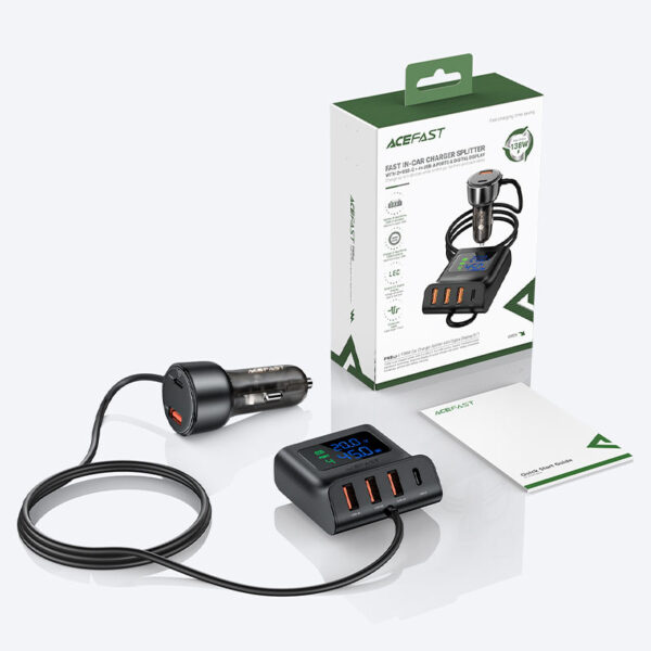 ACEFAST B11 138W Car Charger Splitter with Digital Display - Image 2