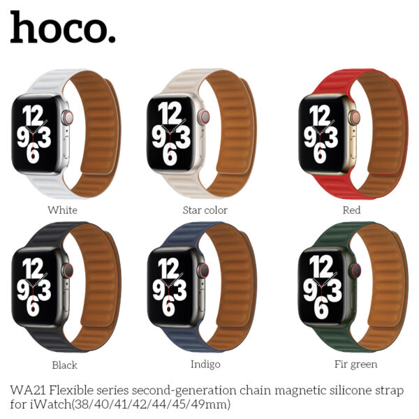 WA21 Flexible series second-generation chain magnetic silicone strap for iWatch(38/40/41mm) - Image 3