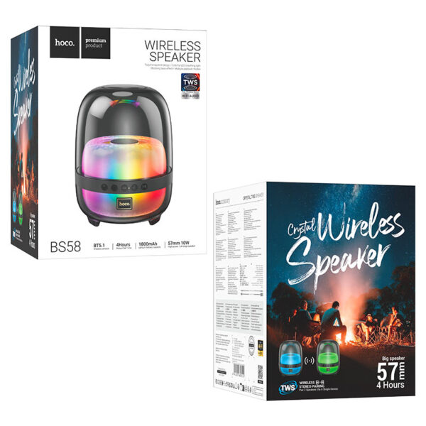 BS58 Crystal colorful luminous BT speaker