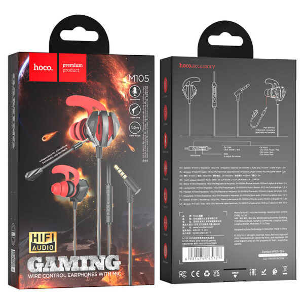 M105 Sharp wire control gaming earphones with microphone