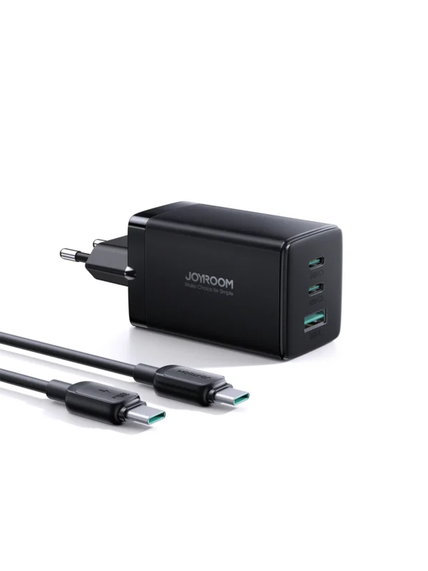 JOYROOM TCG01 65W 2C1A FAST CHARGER-BLACK+100W C TO C CABLE 1.2M-BLACK (EU)
