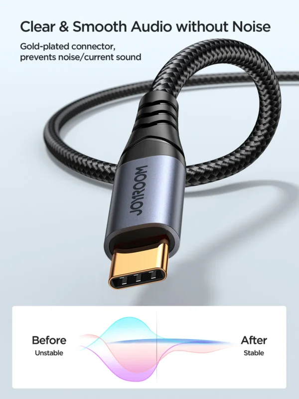 JOYROOM SY-A07 AUDIO-TRANSFER SERIES AUX AUDIO CABLE (TYPE-C TO 3.5 MM ) 1.2M-BLACK - Image 6
