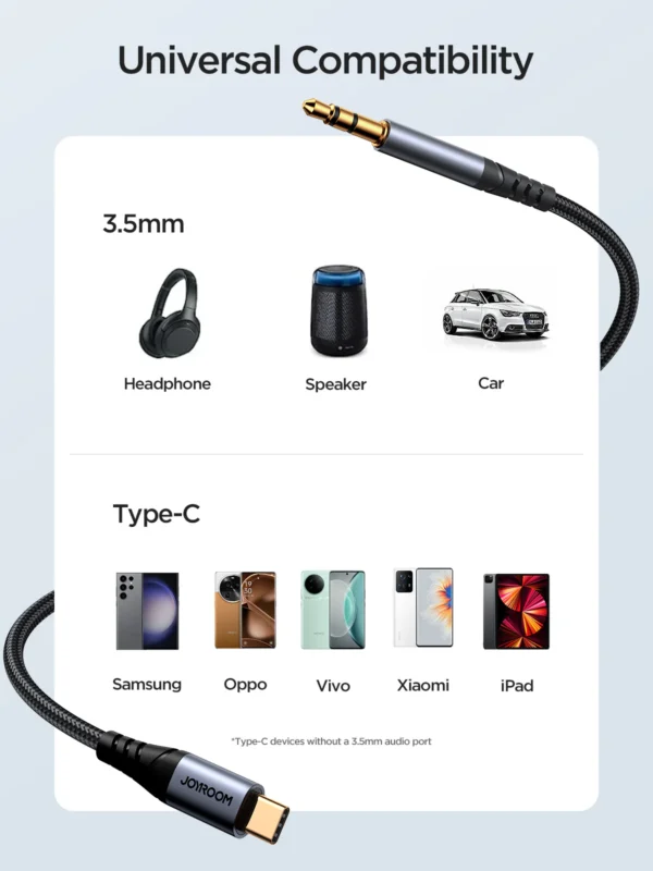 JOYROOM SY-A07 AUDIO-TRANSFER SERIES AUX AUDIO CABLE (TYPE-C TO 3.5 MM ) 1.2M-BLACK - Image 8