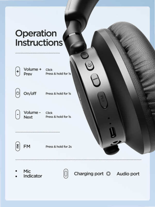JOYROOM JR-OH1 BLUETOOTH HEADSET BLACK - Image 2