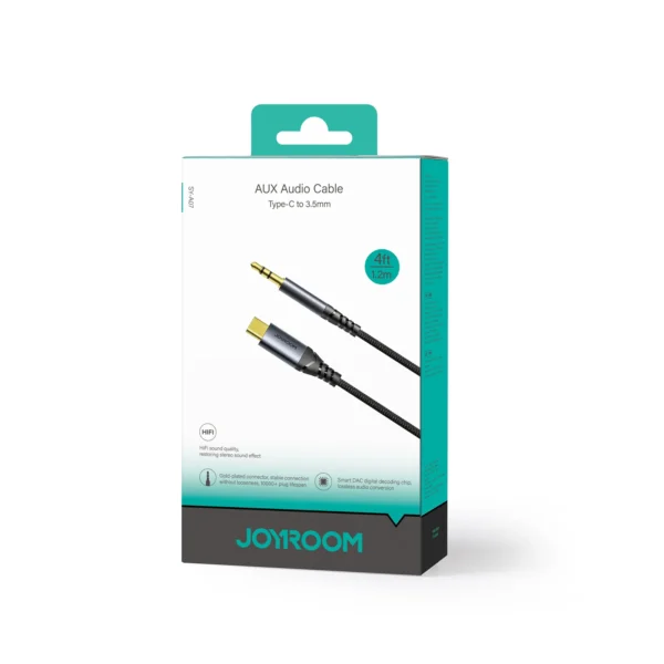JOYROOM SY-A07 AUDIO-TRANSFER SERIES AUX AUDIO CABLE (TYPE-C TO 3.5 MM ) 1.2M-BLACK - Image 3