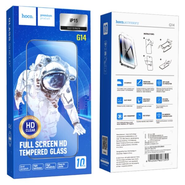 HOCO GUARDIAN SHIELD SERIES FULL-SCREEN HD TEMPERED GLASS SET(10 PCS)(G14)