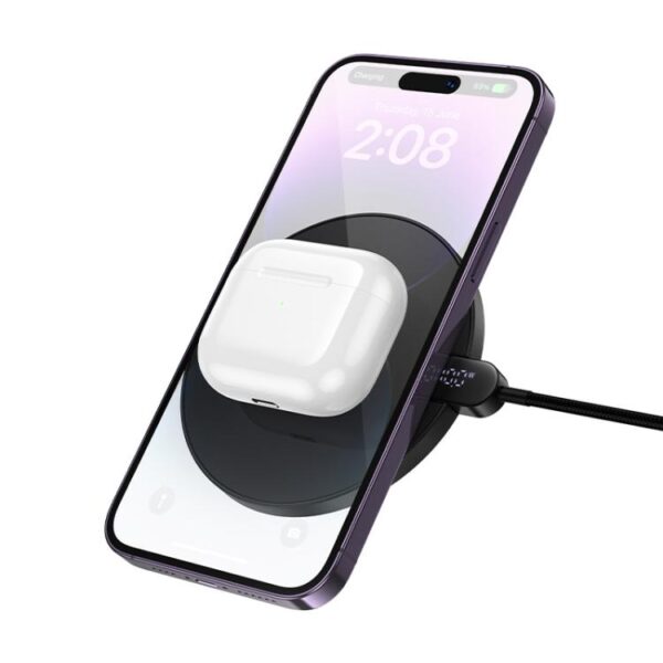 HOCOCW62 PEAK DESKTOP WIRELESS FAST CHARGER WITH DIGITAL DISPLAY AND CABLE - Image 3