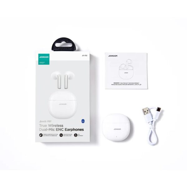 JOYROOM JR-PB1 TRUE WIRELESS DUAL-MIC ENC EARPHONES-WHITE - Image 3