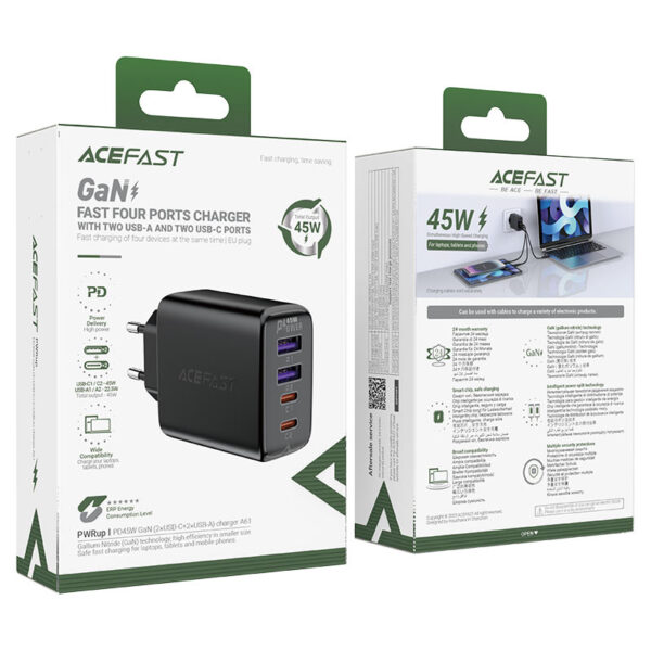 ACEFAST A61 PD45W GAN (2*USB-C+2*USB-A)CHARGER (EU) - Image 3