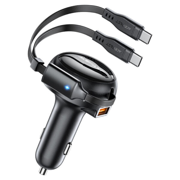 ACEFAST B13 53W 2-IN-1 (2*USB-C)CAR CHARGER WITH RETRACTABLE CABLE