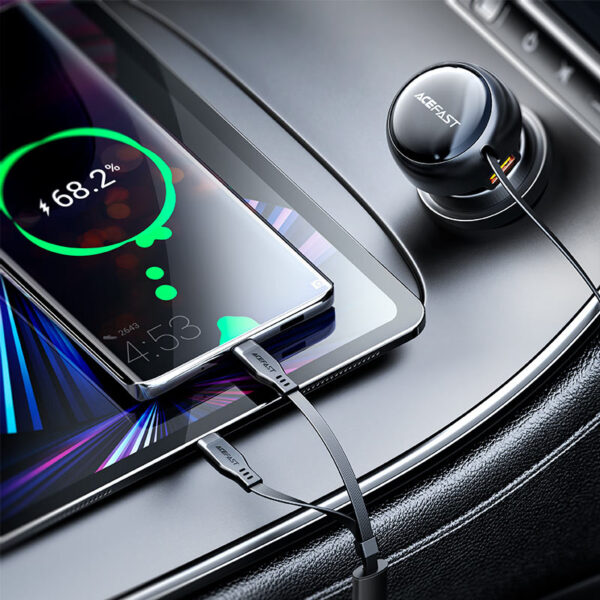 ACEFAST B13 53W 2-IN-1 (2*USB-C)CAR CHARGER WITH RETRACTABLE CABLE - Image 3