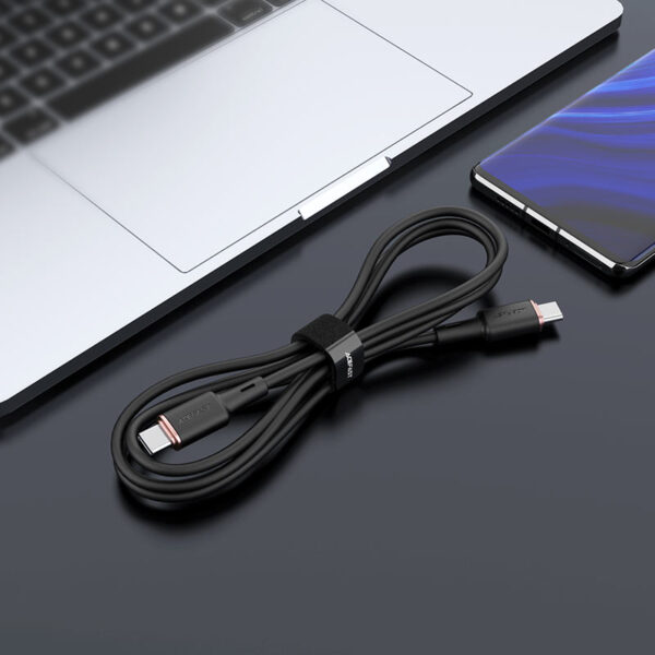 ACEFAST C2-03 USB-C TO USB-C ZINC ALLOY SILICONE CHARGING DATA CABLE BLACK - Image 2