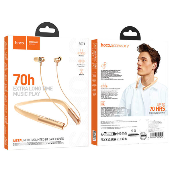 HOCO ES71 PLATINUM NECK-MOUNTED BT HEADSET GOLD