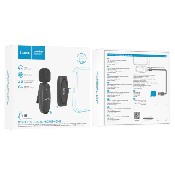HOCO L15 IP CRYSTAL LAVALIER WIRELESS DIGITAL MICROPHONE - Image 2