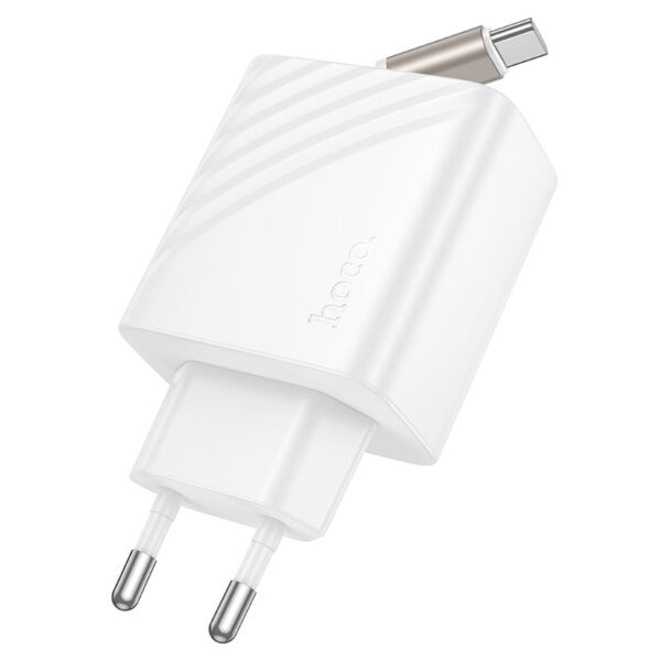 HOCO N58 FULL PD30W(2C) CHARGER WITH RETRACTABLE CABLE (EU) WHITE - Image 5