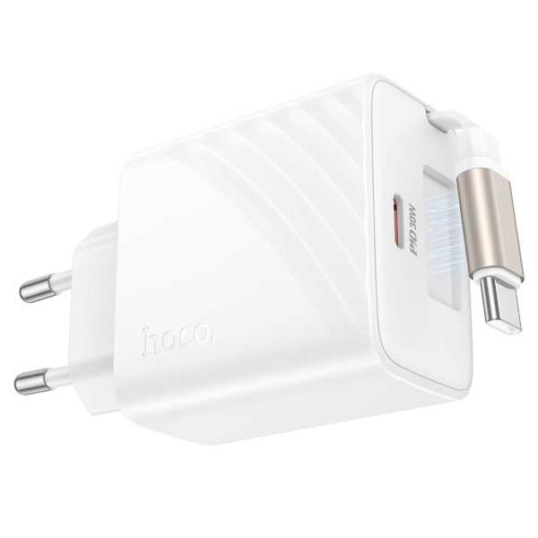 HOCO N58 FULL PD30W(2C) CHARGER WITH RETRACTABLE CABLE (EU) WHITE - Image 4